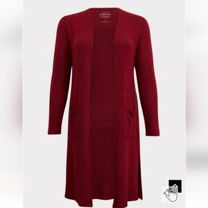 🆕️ 3X RUSTY RED LONGLINE DUSTER - OPEN FRONT CARDIGAN